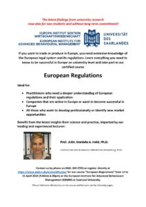 Lire la suite à propos de l’article Certificate Course European Regulations – Register Now !