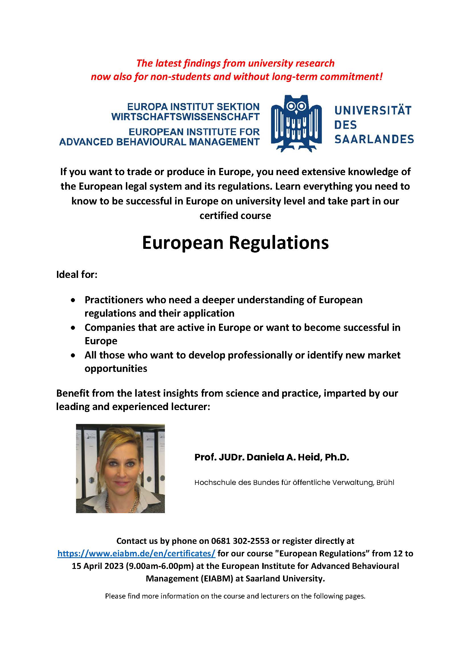 You are currently viewing Certificate Course European Regulations – Register Now !