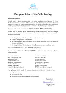 Read more about the article European Prize of the Villa Lessing 2023!
