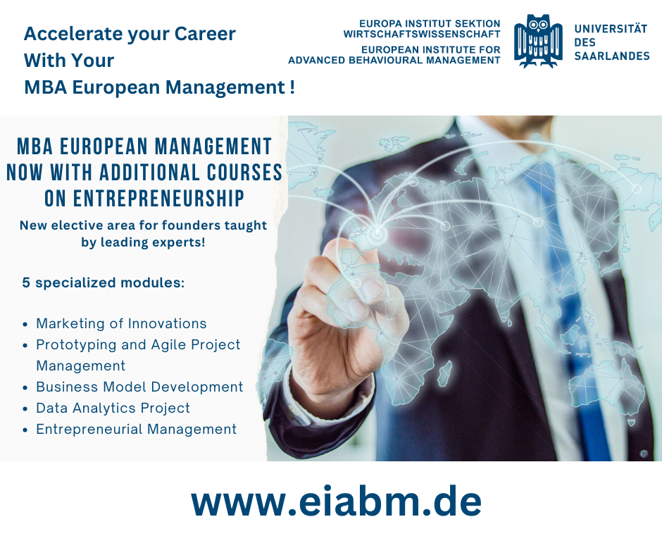 You are currently viewing MBA European Management now with additional courses on Entrepreneurship from Winterterm 25/25 !
